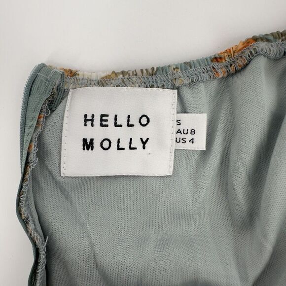 Hello Molly Basque Country Dress in Sage Floral Print Size 4 OffShoulder Sleeves - Picture 12 of 13